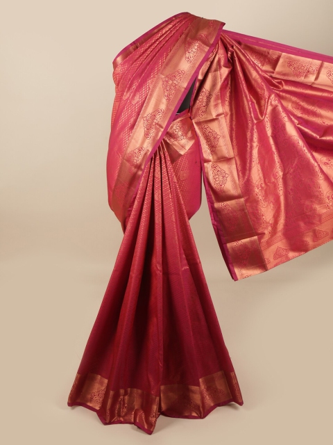 

Pothys Pink & Gold-Toned Woven Design Zari Pure Silk Saree