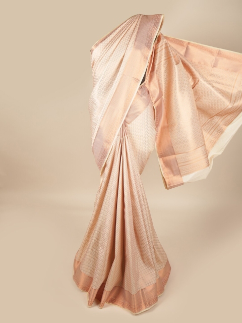 

Pothys Cream-Coloured & Copper-Coloured Ethnic Motifs Zari Pure Silk Saree