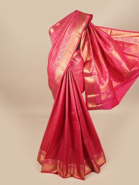 

Pothys Pink & Gold-Toned Ethnic Motifs Pure Silk Saree
