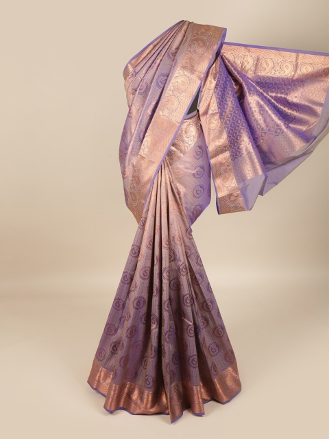 

Pothys Lavender & Gold Ethnic Motifs Zari Pure Silk Saree