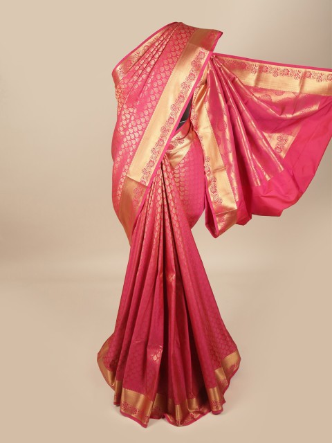 

Pothys Pink & Gold-Toned Ethnic Motifs Zari Pure Silk Saree
