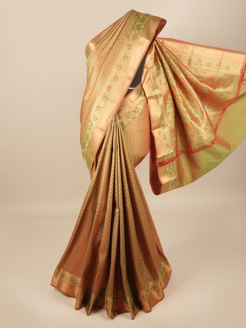 

Pothys Green & Gold-Toned Woven Design Pure Silk Saree