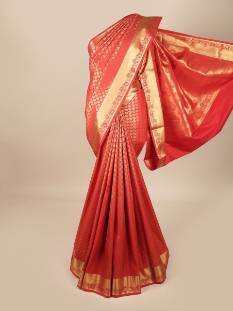 

Pothys Red & Gold-Coloured Ethnic Motifs Zari Pure Silk Saree