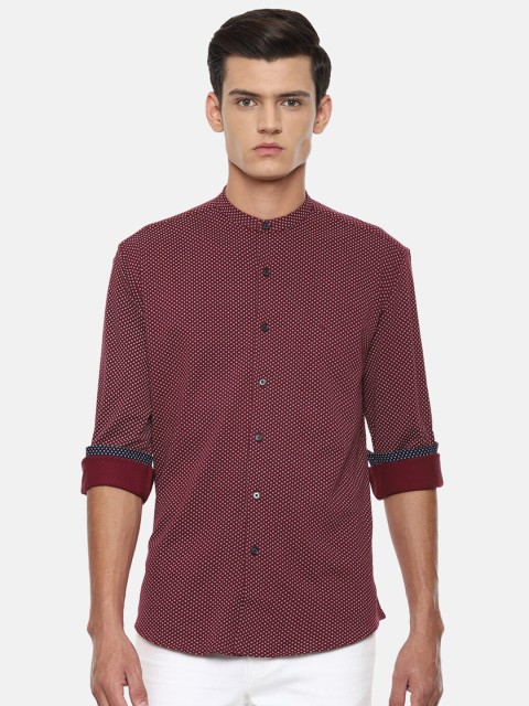 

Van Heusen Sport Men Maroon Slim Fit Opaque Printed Pure Cotton Casual Shirt
