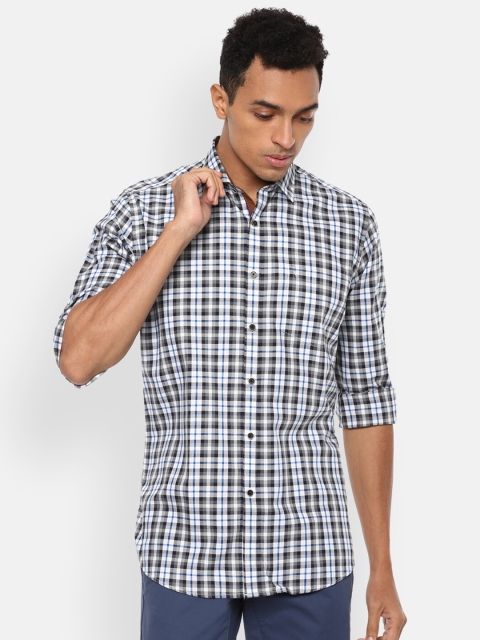 

Van Heusen Sport Men Grey & White Slim Fit Opaque Checked Pure Cotton Casual Shirt