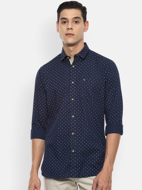 

Van Heusen Sport Men Navy Blue Slim Fit Printed Cotton Casual Shirt