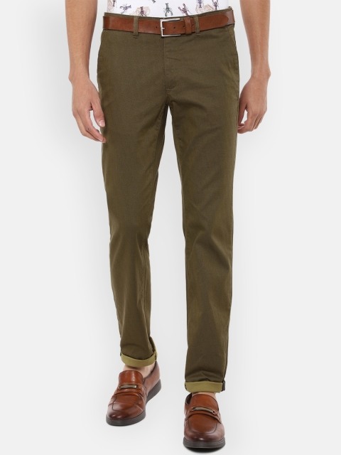 

Van Heusen Sport Men Olive Green Textured Slim Fit Trousers