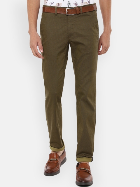 

Van Heusen Sport Men Olive Green Textured Slim Fit Trousers