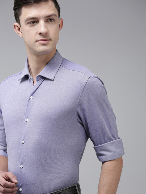 

Van Heusen Men Purple Self Designed Slim Fit Formal Shirt