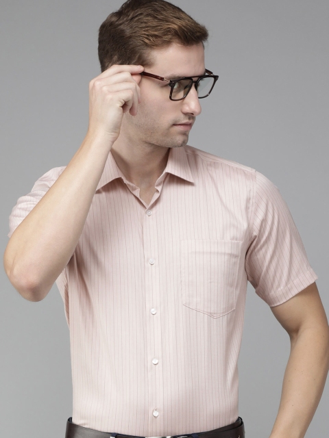 

Van Heusen Men Beige Tailored Fit Striped Formal Shirt