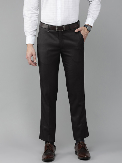 

Van Heusen Men Black Solid Slim Fit Low-Rise Formal Trousers