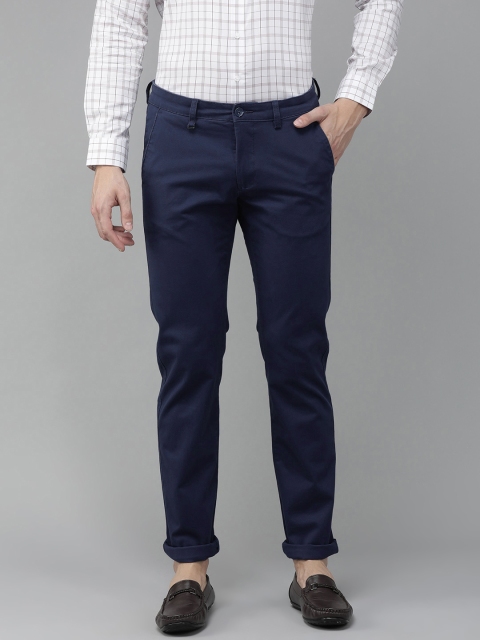 

Van Heusen Men Navy Blue Slim Fit Low-Rise Trousers
