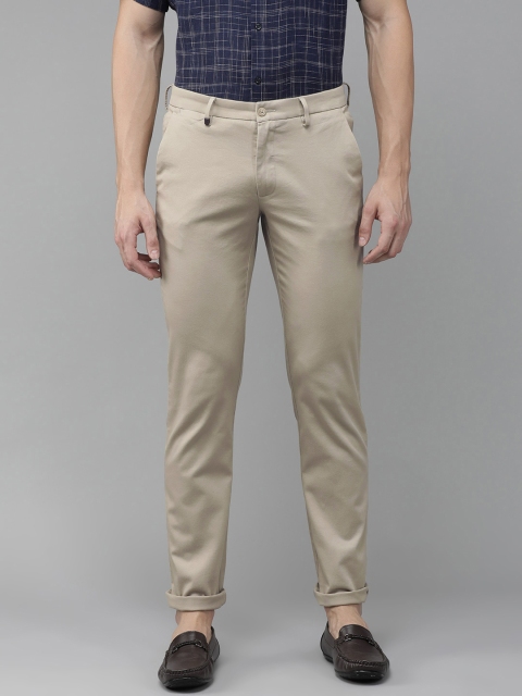 

Van Heusen Men Cream-Coloured Solid Slim Fit Trousers