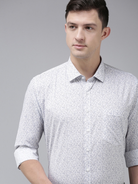 

Van Heusen Men White &Blue Slim Fit Floral Printed Formal Shirt