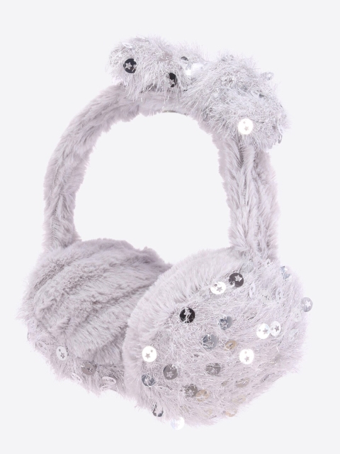 

CUTECUMBER Girls Grey Embellished Fur Ear Muffs