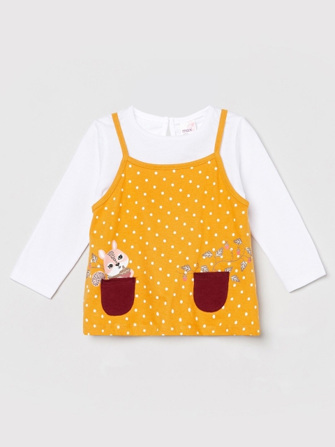 

max Yellow & White Polka Dots Cotton Regular Top