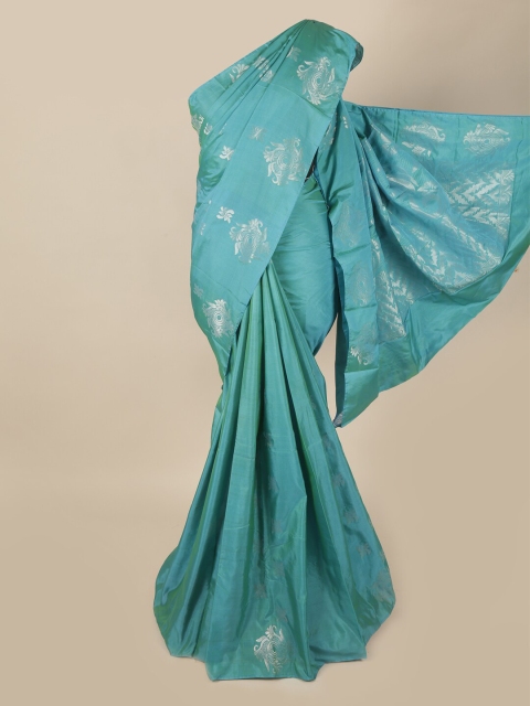 

Pothys Blue & Silver-Toned Woven Design Zari Art Silk Saree