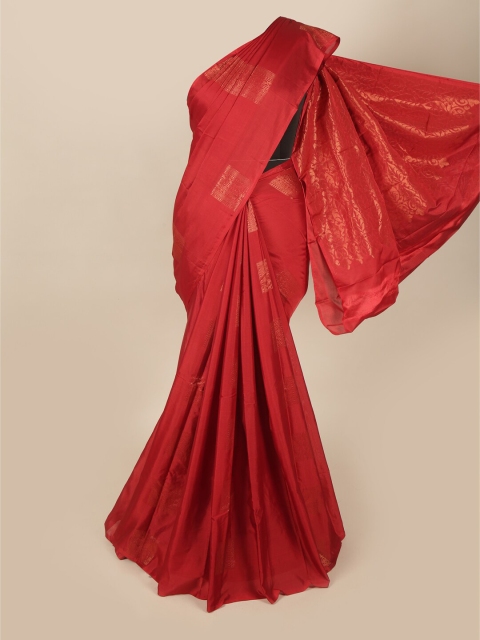 

Pothys Maroon & Gold-Toned Woven Design Art Silk Saree