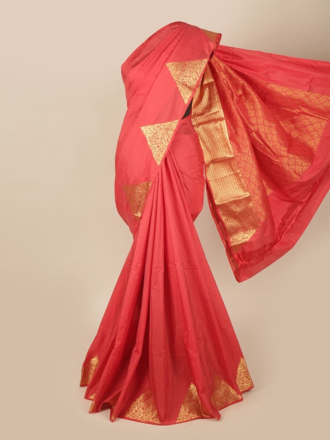 

Pothys Pink & Gold-Toned Ethnic Motifs Zari Art Silk Saree