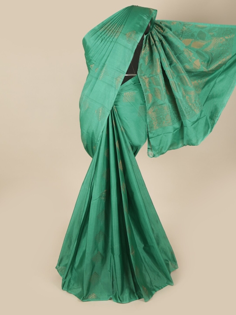 

Pothys Green & Gold-Toned Woven Design Art Silk Saree