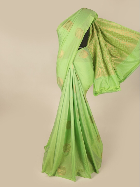 

Pothys Green & Gold-Toned Woven Design Soft Silk Saree