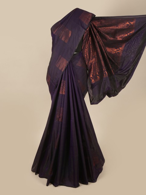 

Pothys Purple & Rose Gold Floral Zari Art Silk Saree