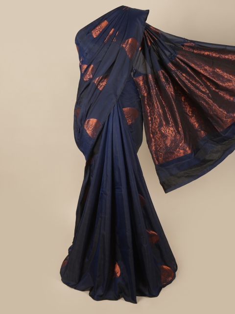 

Pothys Blue & Copper-Toned Ethnic Motifs Art Silk Saree