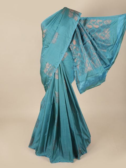 

Pothys Blue & Rose Gold Floral Art Silk Saree