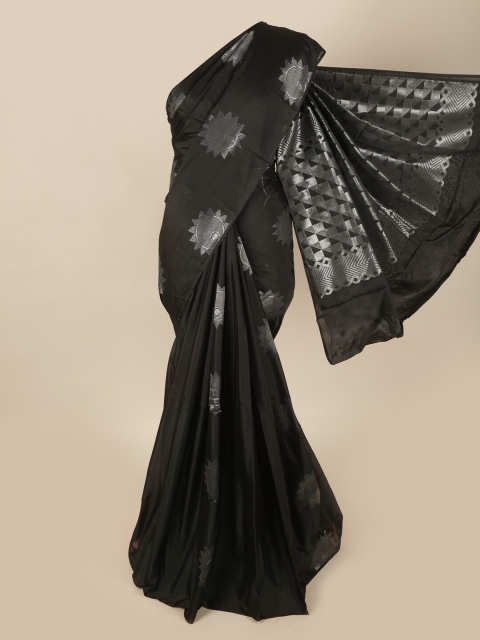 

Pothys Black & Silver-Toned Ethnic Motifs Art Silk Saree