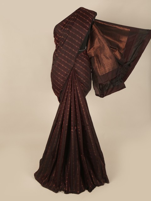 

Pothys Brown & Gold Striped Art Silk Saree