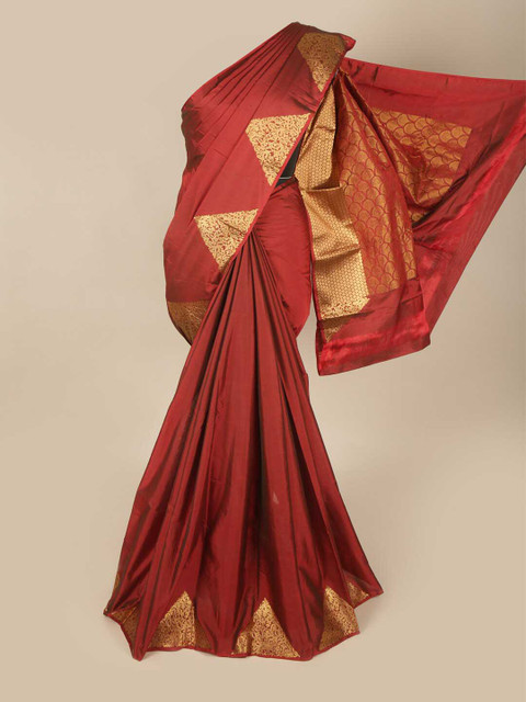 

Pothys Maroon & Gold-Toned Art Silk Saree