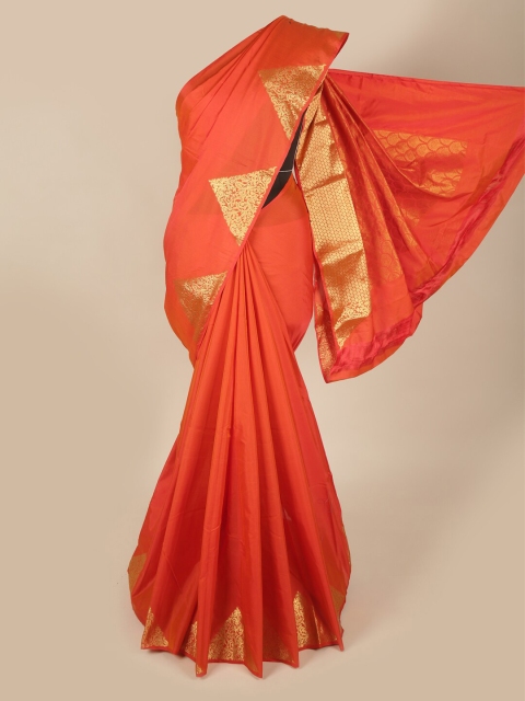 

Pothys Orange & Gold-Toned Woven Design Zari Art Silk Heavy Work Saree