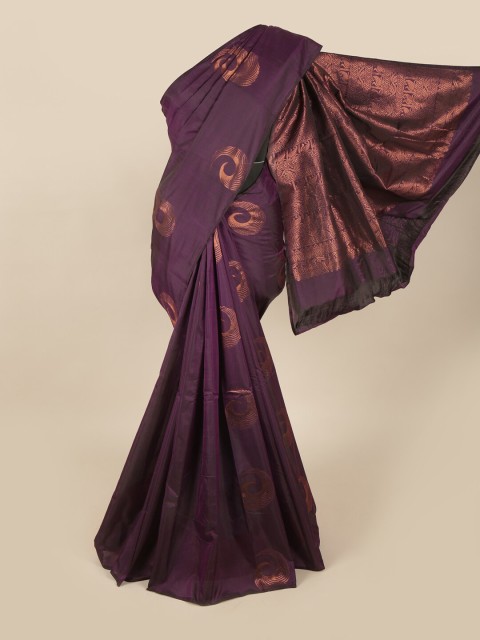 

Pothys Purple & Gold-Toned Woven Design Soft Silk Saree