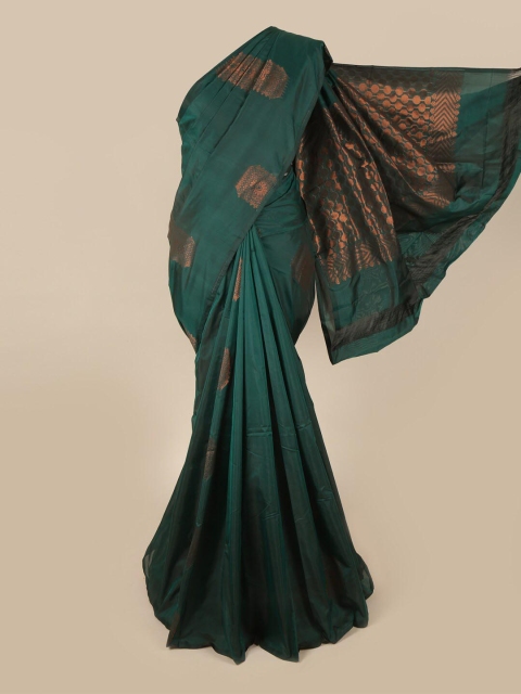 

Pothys Green & Rose Gold Floral Art Silk Saree