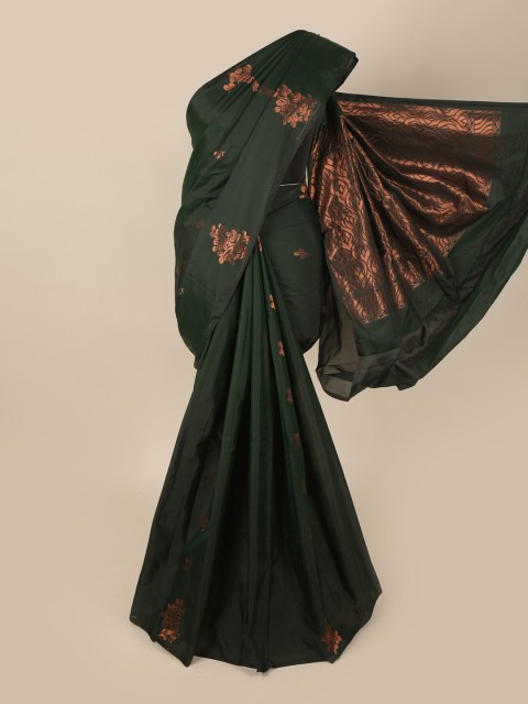 

Pothys Green & Gold-Toned Woven Design Art Silk Saree