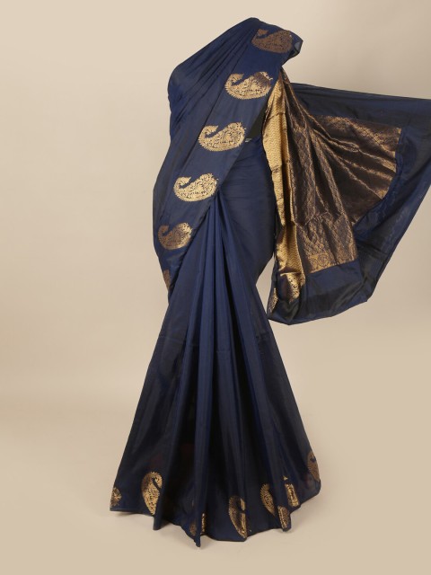 

Pothys Blue & Gold-Toned Woven Design Zari Art Silk Saree