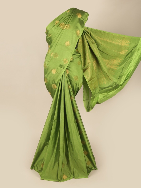 

Pothys Green & Gold-Toned Floral Art Silk Saree