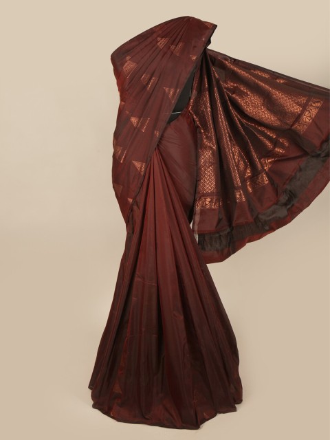

Pothys Brown & Rose Gold Floral Art Silk Saree