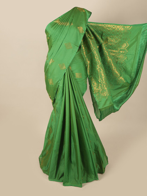 

Pothys Green & Gold-Toned Ethnic Motifs Art Silk Saree