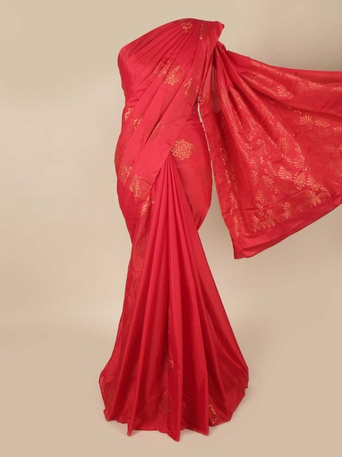 

Pothys Red & Gold-Toned Ethnic Motifs Art Silk Saree