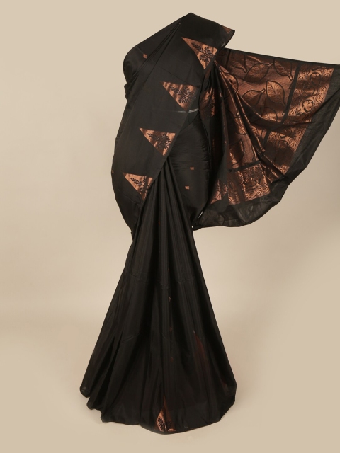 

Pothys Black & Gold-Toned Woven Design Soft Silk Saree