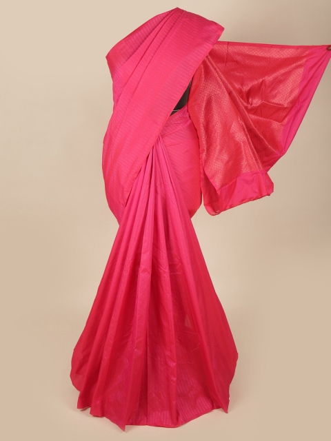 

Pothys Pink & Gold-Toned Striped Zari Art Silk Saree
