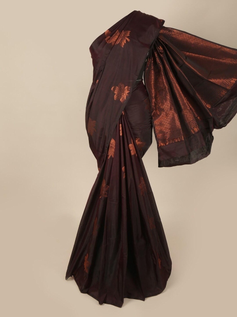 

Pothys Brown & Rose Gold Floral Art Silk Saree