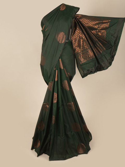 

Pothys Green & Copper-Toned Woven Design Zari Art Silk Saree