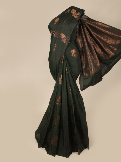 

Pothys Green & Rose Gold Floral Art Silk Saree