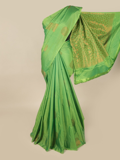 

Pothys Green & Gold-Toned Floral Art Silk Saree