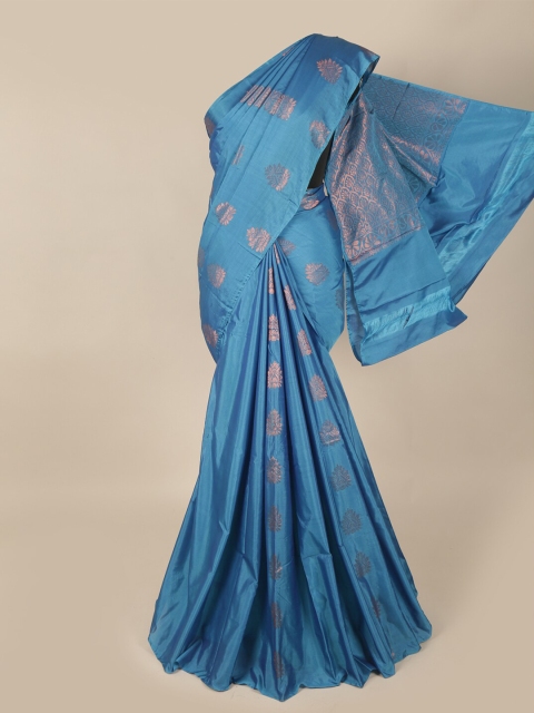 

Pothys Blue & Copper-Coloured Ethnic Motifs Zari Art Silk Saree