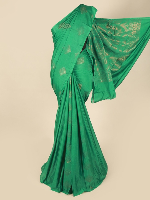 

Pothys Green & Silver-Toned Floral Art Silk Saree