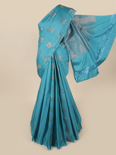 

Pothys Blue & Copper-Toned Ethnic Motifs Zari Art Silk Saree