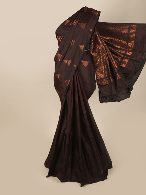 

Pothys Brown & Rose Gold Woven Design Art Silk Saree